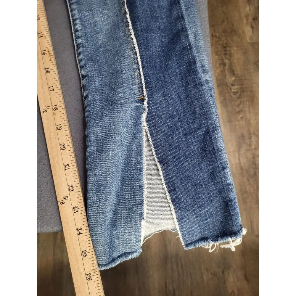 BLANK NYC Shadow Seam Distressed Two-Tone Blue Skinny Jeans Womens SZ 28 Cropped - Picture 8 of 14